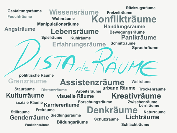 Grafik mit dem Veranstaltungstitel Distante Räume